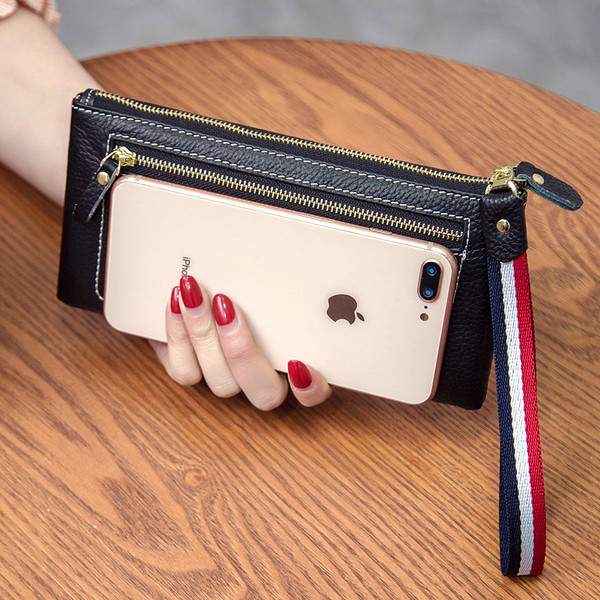 Geantă poșetă lungă cu fermoare din piele ecologică în mai multe culori