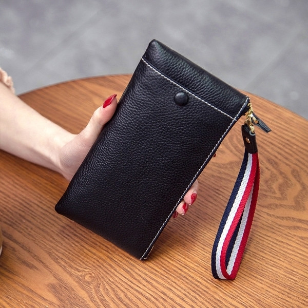 Geantă poșetă lungă cu fermoare din piele ecologică în mai multe culori