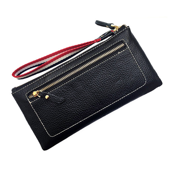 Geantă poșetă lungă cu fermoare din piele ecologică în mai multe culori