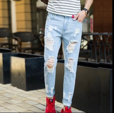 Blugi bărbați rupti 9/10 potriviti pentru utilizarea de zi cu zi