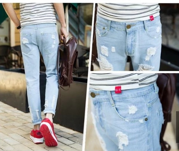 Blugi bărbați rupti 9/10 potriviti pentru utilizarea de zi cu zi