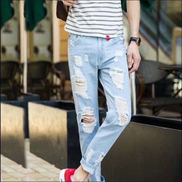 Blugi bărbați rupti 9/10 potriviti pentru utilizarea de zi cu zi