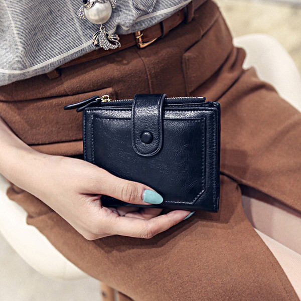 Portofel de dama din piele ecologica cu compartiment pentru monede in trei culori