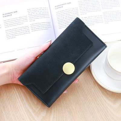 Portofel lung de dama cu nasture din piele ecologica