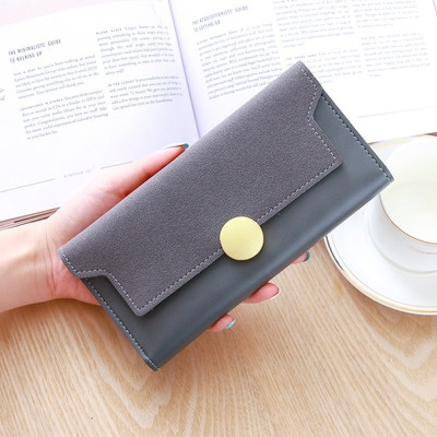 Portofel lung de dama cu nasture din piele ecologica