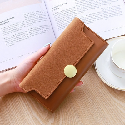 Portofel lung de dama cu nasture din piele ecologica