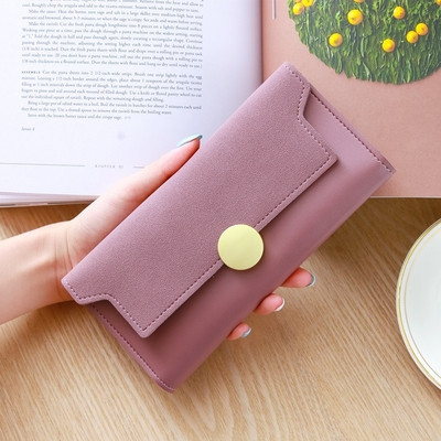 Portofel lung de dama cu nasture din piele ecologica