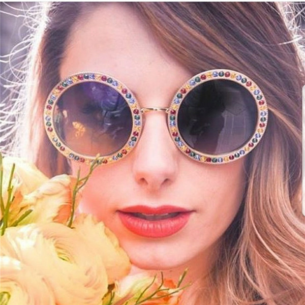 Ochelari moderni de dama cu pietre decorate in forma rotunda, culori diferite