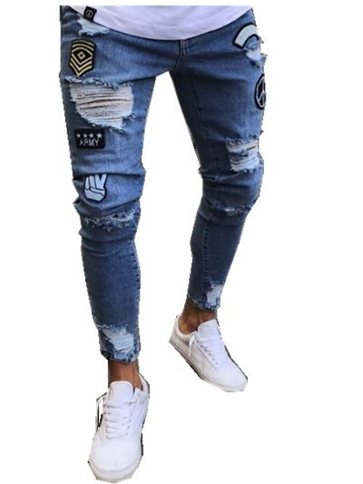 Blugi casual barbatesti in trei culori cu motive colorate