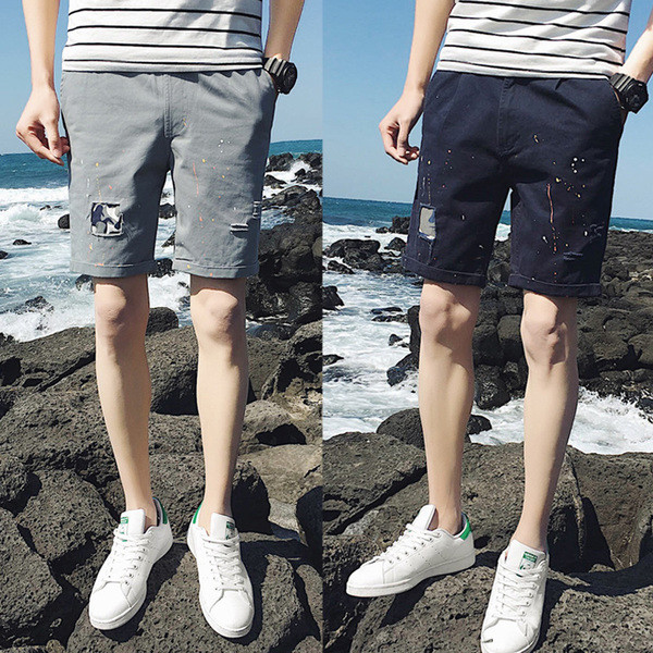 Blugi scurti de barbati rupti in mai multe culori