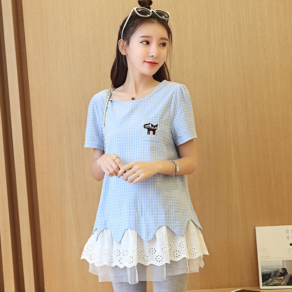 Cămașă de damă pentru gravide în două modele cu mâneci scurte și lungi