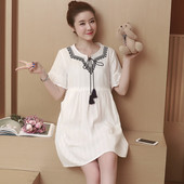 Rochie cu maneca scurta si broderie pentru gravide in doua culori