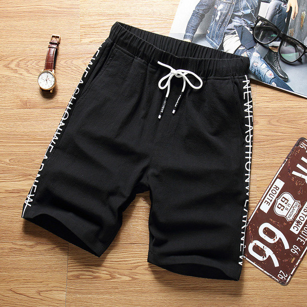 Sport - pantaloni scurți casual pentru bărbați cu margini colorate cu inscripție în mai multe culori