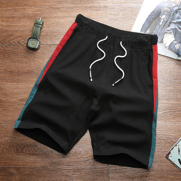 Sport - pantaloni scurți casual pentru bărbați cu margini colorate cu inscripție în mai multe culori
