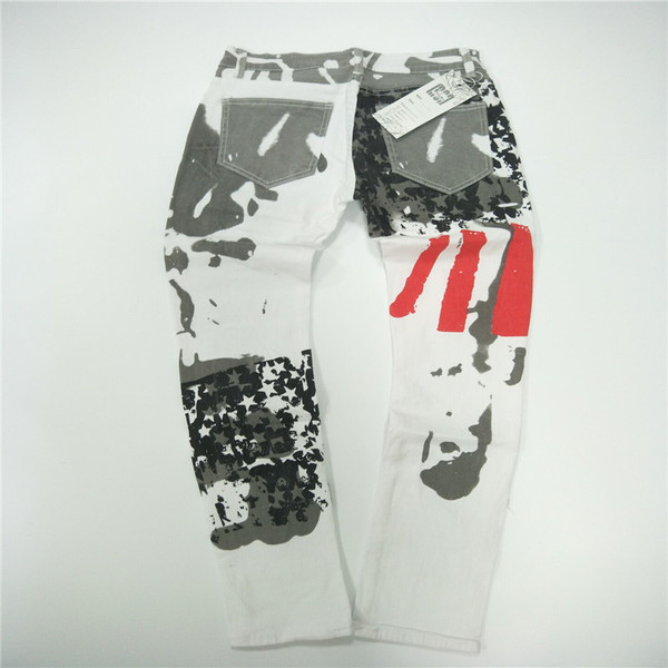 Blugi casual barbatesti de culoare deschisa cu imprimeu