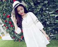 Rochie alba pentru gravide cu maneci 3/4