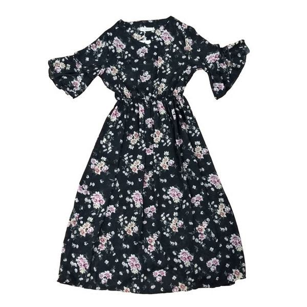 Rochie lunga cu maneca scurta pentru gravide cu motive florale in mai multe culori
