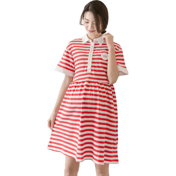 Rochie din bumbac cu dungi pentru gravide in doua culori