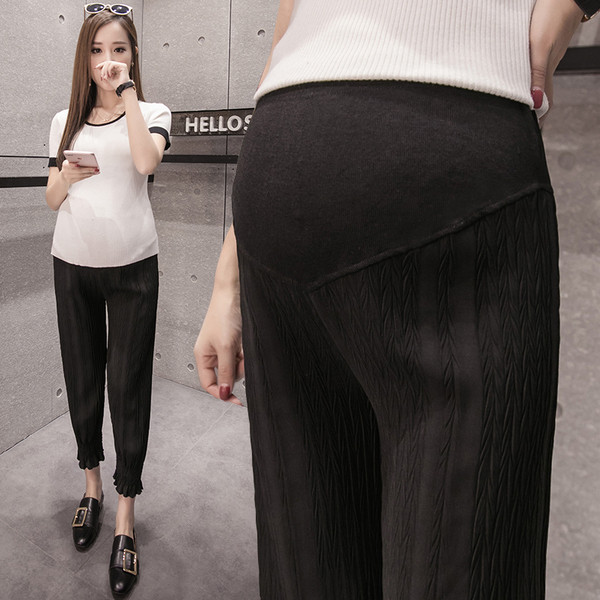 Тънки панталони от шифон за бременни жени в два цвята