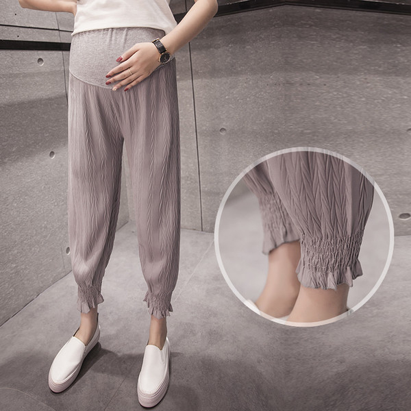 Тънки панталони от шифон за бременни жени в два цвята