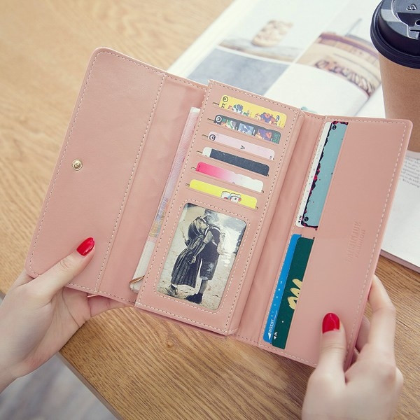 Portofel de dama cu element coroana metalic in mai multe culori