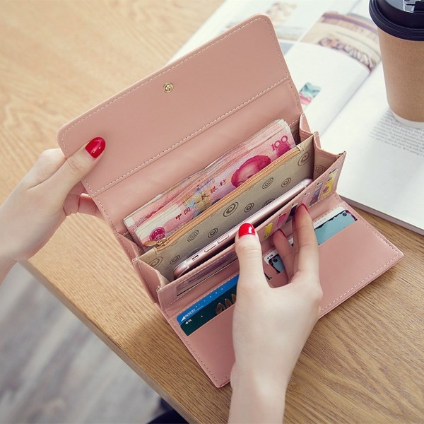 Portofel de dama cu element coroana metalic in mai multe culori