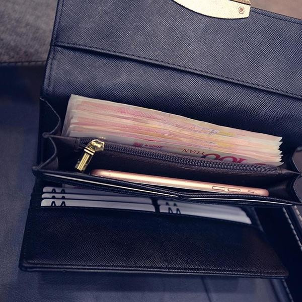 Portofel elegant de damă, auriu și negru