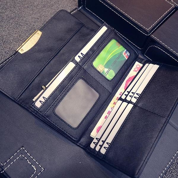 Portofel elegant de damă, auriu și negru