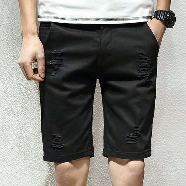 Blugi scurti pentru bărbați deasupra genunchiului în două culori alb/negru