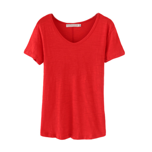 Tricou de damă uni, în mai multe culori, cu decolteu în V