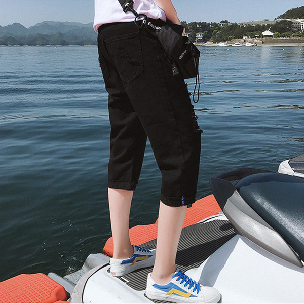 Pantaloni 7/8 bărbați rupti în două culori