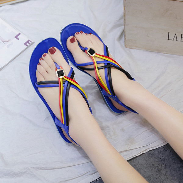 Sandale de dama cu motiv colorat in mai multe culori