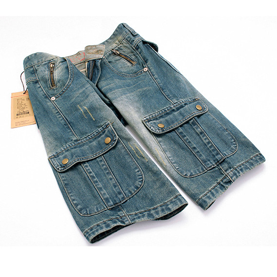 Férfi térdig érő farmer, oldalzsebekkel, két színben