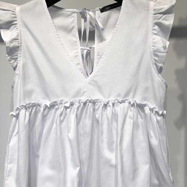 Maieu casual dama cu voaluri in albastru si alb