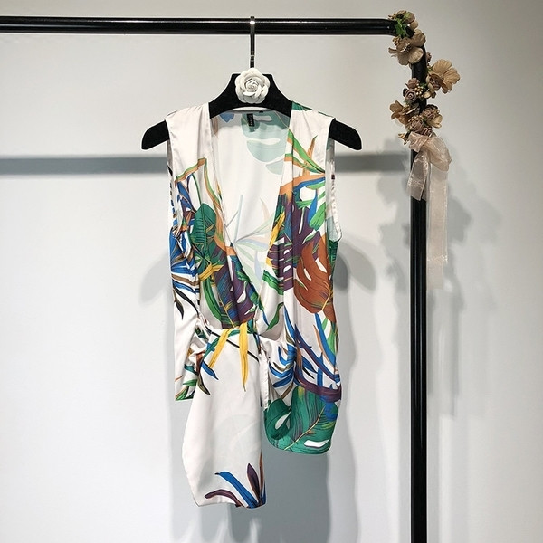 Maieu de damă cu imprimeu cu decolteu triunghiular adânc