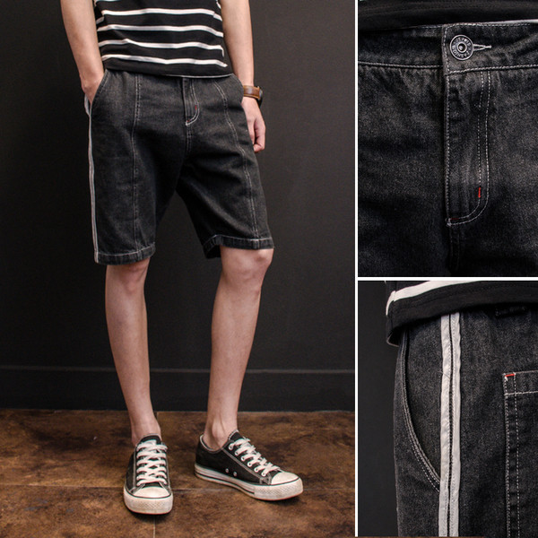 Blugi pentru bărbați deasupra genunchiului cu margini în două culori