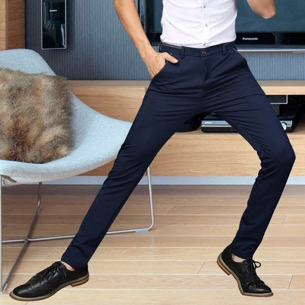 Pantaloni uni și stilați pentru bărbați, în trei culori
