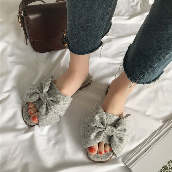 Papuci casual dama cu panglica in doua culori