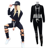 Női szett - rövid póló és leggings keresztkötéses