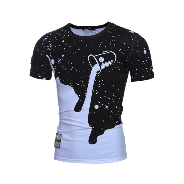 Bluza barbateasca cu maneca scurta cu imprimeu interesant in doua culori