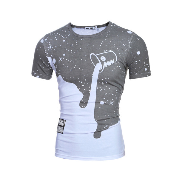 Bluza barbateasca cu maneca scurta cu imprimeu interesant in doua culori