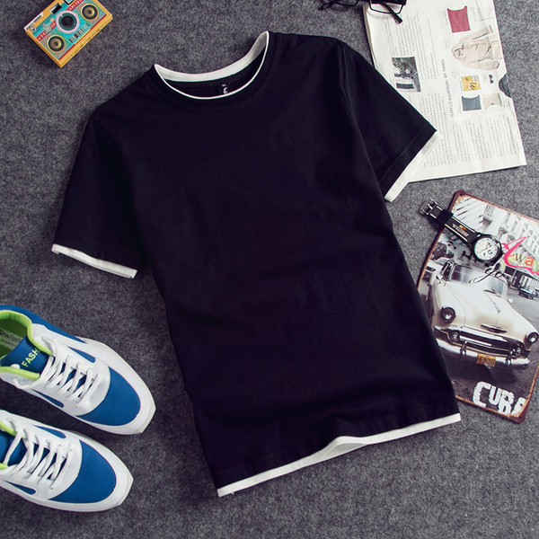 Tricou casual barbatesc cu guler in forma de O in trei culori