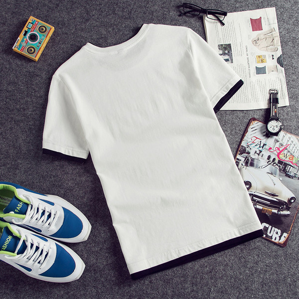 Tricou casual barbatesc cu guler in forma de O in trei culori