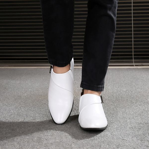 Pantofi barbatesti eleganti albi fara sireturi in doua modele