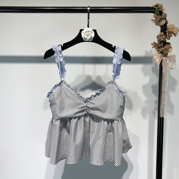 Maieu scurt, elegant, cu dungi pentru femei