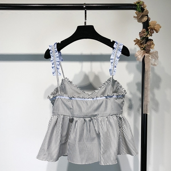 Maieu scurt, elegant, cu dungi pentru femei