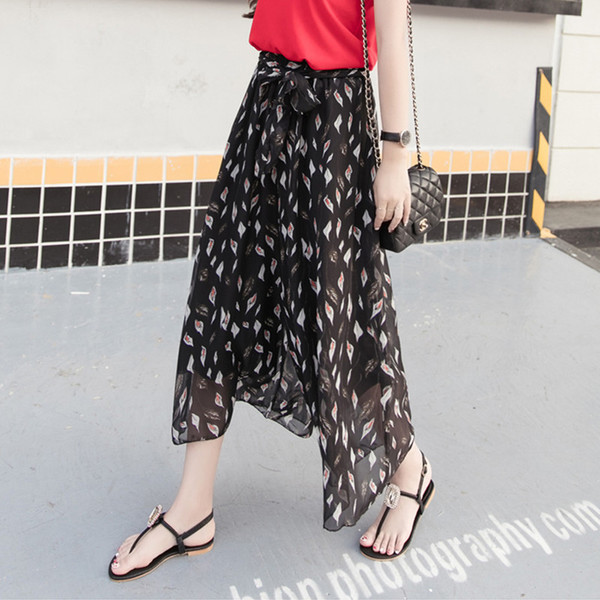 Стилен дамски панталон с флорален мотив от шифон - няколко модела