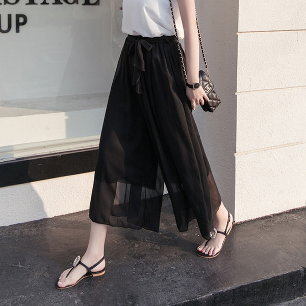 Стилен дамски панталон с флорален мотив от шифон - няколко модела