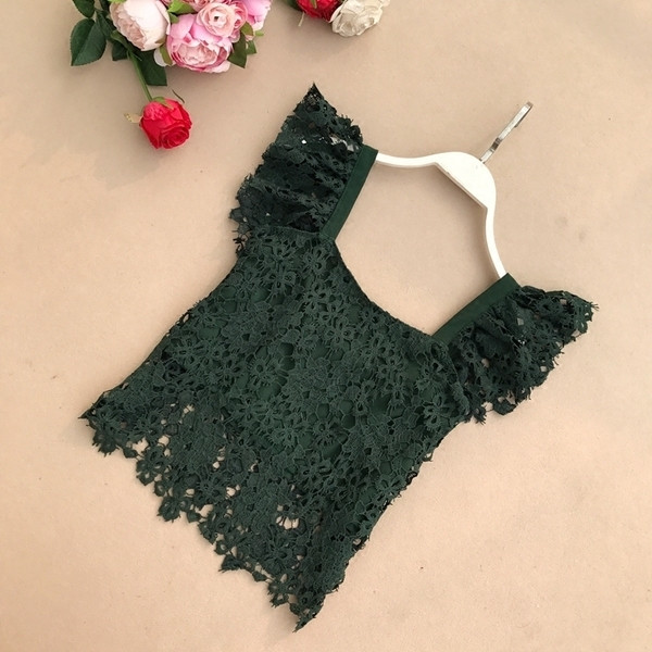 Tricou scurt de dama din dantela in trei culori