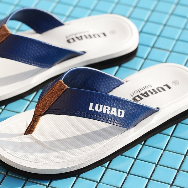 Papuci barbati intre degete cu talpa de cauciuc in doua culori